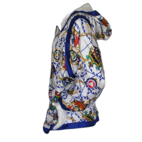 Lavon Track Jacket, M, Vintage, Nautical, Hooded, Pockets, Blue/White - Picture 12 of 15